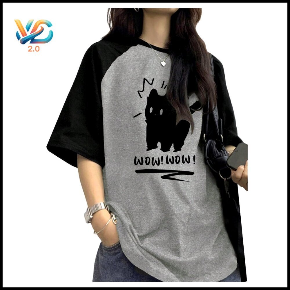 Oversized Raglan Sleeve Graphic Tee, Soft Fabric, Loose‎ Fit, Streetwear Style